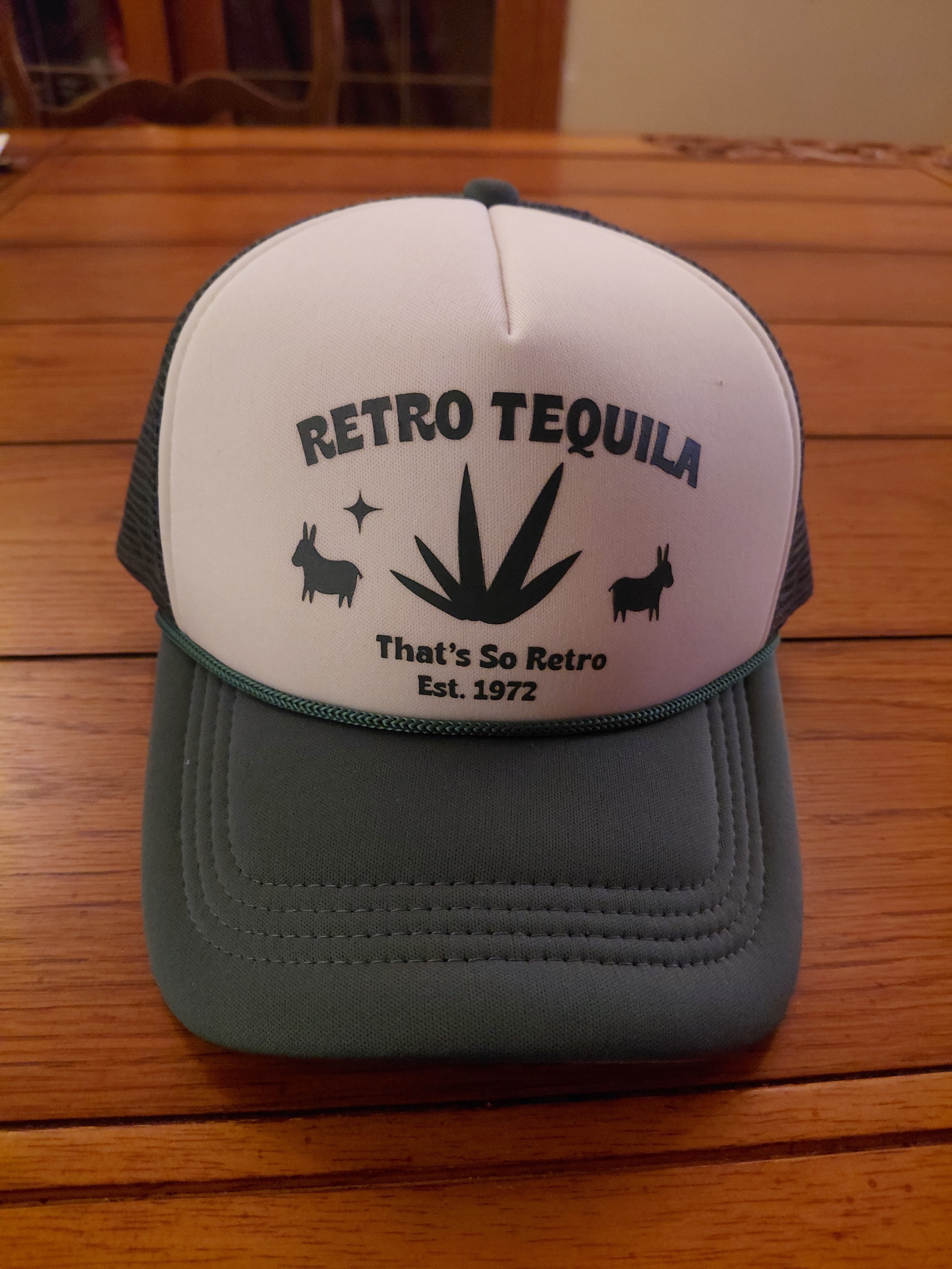 Green  White Trucker Hat  Branded Cap